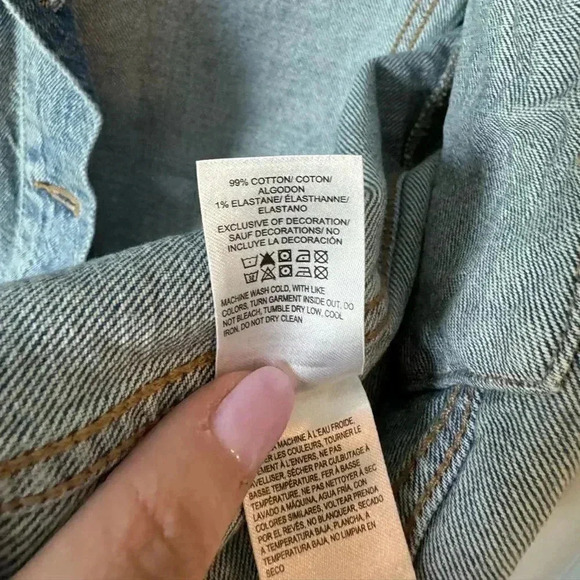 LUCKY BRAND Crochet Capsule Trucker Denim Distressed Jacket, Size Medium - Picture 14 of 16